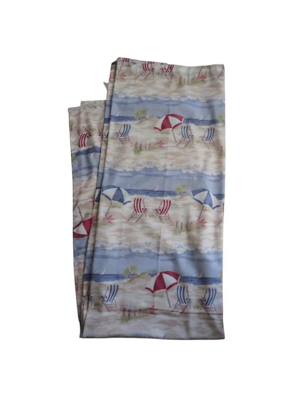 Vintage Croscill Ocean City Fabric Shower Curtain Umbrella Chair Pattern Coastal